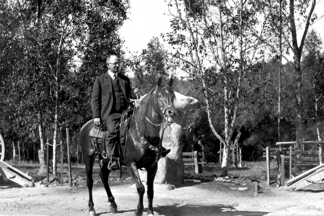 Dr. Harry rode his Arabian stallion La Sed around what would become the Zoo grounds to map out the canyons and mesas for the exhibits. He also planted a number of seeds around the Zoo. He’d poke his sharp pointed cane into the ground, drop a seed in, and stomp it with his foot, saying “If half these things grow, we’ll have a great place.”