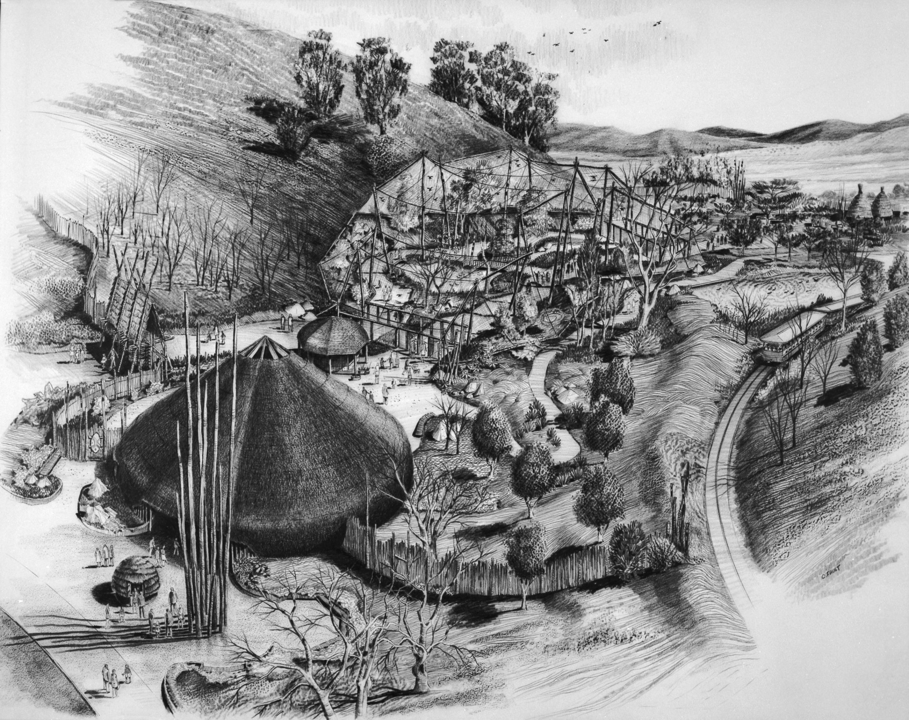 Chuck Faust drawing of Wild Animal Park concept