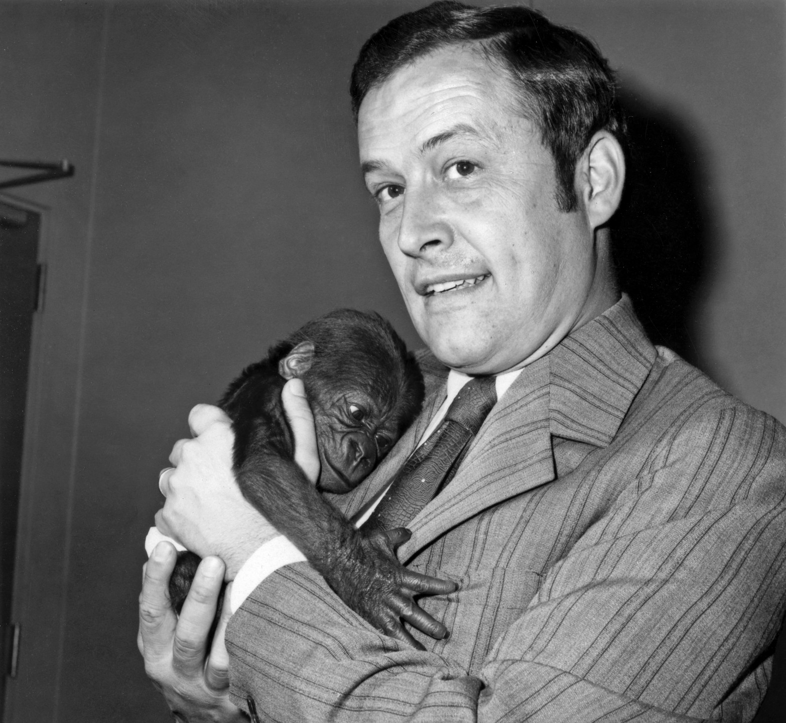 Charles Bieler, director, with Jim the gorilla