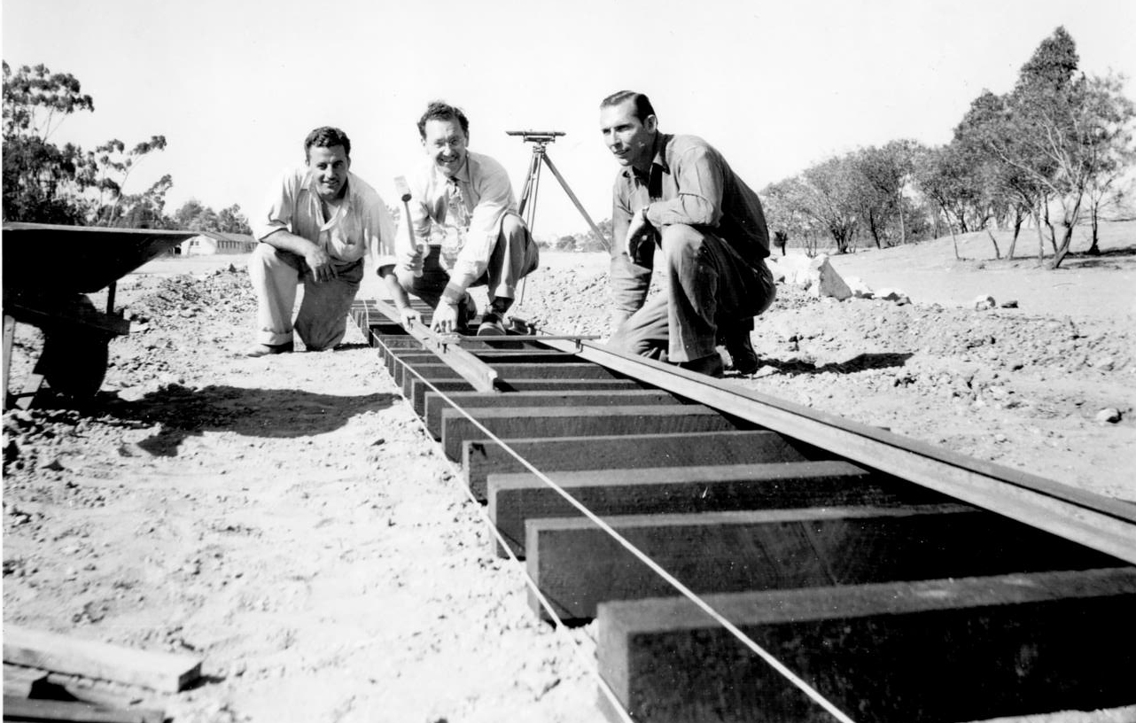 Laying track for the miniature train