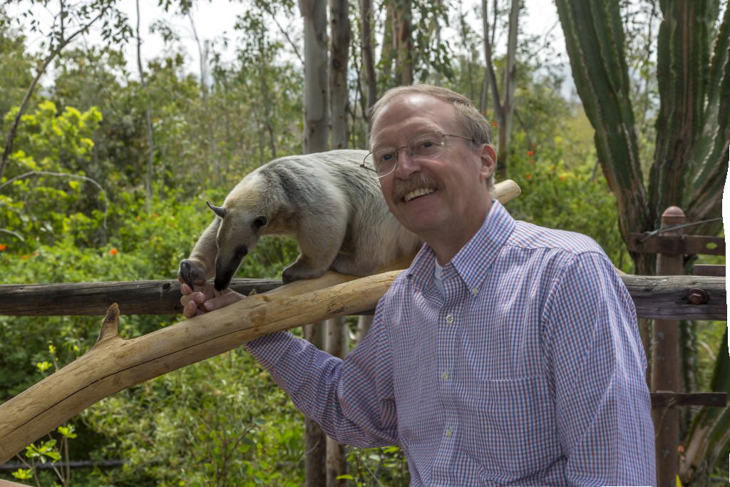Dr. Robert Wiese, Chief Life Science Officer, and a tamandua friend